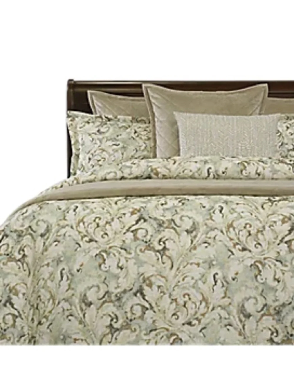 Haverty’s Duvet Ensemble, Aurelia Sage, King. New. Gorgeous Scroll Pattern